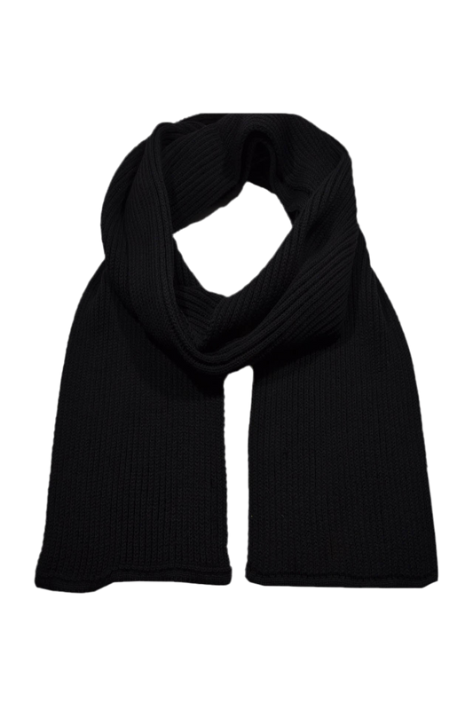 Merino Strickschal gerippt Schwarz